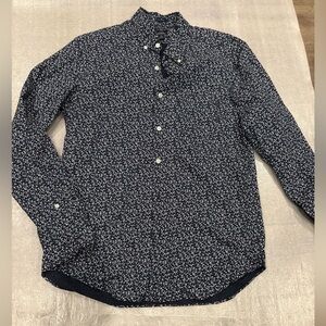 J. Crew Dark Blue Floral Flex Washed Button Down Slim Fit Shirt